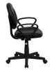 Mid-Back Black Leather Ergonomic Task Chair with Arms [BT-688-BK-A-GG]