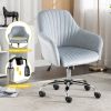 New -Modern home office leisure chair with adjustable velvet height and adjustable casters (DARKGREY)