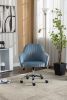 New -Modern home office leisure chair with adjustable velvet height and adjustable casters (LIGHTBLUE)