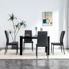 5-piece Rectangle Dining Table Set with Metal Frame; Tempered Glass Dining Table for Kitchen Room; Black