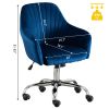 New -Modern home office leisure chair with adjustable velvet height and adjustable casters (NAVYBLUE)