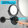 8 Inch LED Wall Mount Two-Sided Magnifying Makeup Vanity Mirror 12 Inch Extension Matte Black 1X/3X Magnification Plug 360 Degree Rotation Waterproof