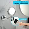 8 Inch LED Wall Mount Two-Sided Magnifying Makeup Vanity Mirror 12 Inch Extension Chrome Finish 1X/3X Magnification Plug 360 Degree Rotation Waterproo