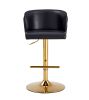 Swivel Barstools Adjusatble Seat Height, Modern PU Upholstered Bar Stools with the whole Back Tufted, for Home Pub and Kitchen Island BLACK, Set of 2