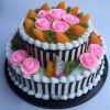 Artificial Double-layer Cake Simulation Rose Fruit Birthday Cake Replica Prop Party Decoration; 10 inches