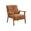 Leisure Chair with Solid Wood Armrest and Feet; Mid-Century Modern Accent chair; for Living Room Bedroom Studio chair