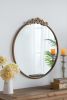 30x32" Classic Design Mirror with Round Shape and Baroque Inspired Frame for Bathroom, Entryway Console Lean Against Wall