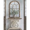 34x54.3" Large Arched Accent Mirror with Brown Frame with Decorative Window Look Classic Architecture Style Solid Fir Wood Interior Decor