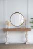 30x32" Classic Design Mirror with Round Shape and Baroque Inspired Frame for Bathroom, Entryway Console Lean Against Wall