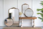 30x32" Classic Design Mirror with Round Shape and Baroque Inspired Frame for Bathroom, Entryway Console Lean Against Wall