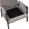 Mid-Century Modern Velvet Accent Chair; Leisure Chair with Solid Wood and Thick Seat Cushion for Living Room; Bedroom; Studio; Grey