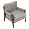 Mid-Century Modern Velvet Accent Chair; Leisure Chair with Solid Wood and Thick Seat Cushion for Living Room; Bedroom; Studio; Grey