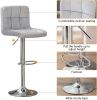 Velvet Bar Stools Set of 2; Swivel Counter Stools with Back Height Adjustable Tall Kitchen Stools for Bar Bistro Dining Room Kitchen; Light Grey