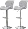 Velvet Bar Stools Set of 2; Swivel Counter Stools Height Adjustable Diamond Padded Kitchen Stools for Bar Bistro Dining Room Kitchen; Light Grey