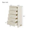 Milky White Rubber Wooden Chest Five Large Drawers Silver Metal Handles for Living Room Guest Room Bedroom