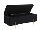 Emma Black Velvet Storage Bench with Metal Legs