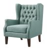 Irwin Teal Linen Button Tufted Wingback Chair