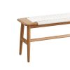 Design Natural Oak Wood Dining Bench Bed Bench for Dining Room; Bedroom; Bathroom (White)