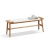 Design Natural Oak Wood Dining Bench Bed Bench for Dining Room; Bedroom; Bathroom (White)