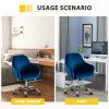 New -Modern home office leisure chair with adjustable velvet height and adjustable casters (NAVYBLUE)