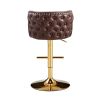 Swivel Barstools Adjusatble Seat Height, Modern PU Upholstered Bar Stools with the whole Back Tufted, for Home Pub and Kitchen Island BROWN, Set of 2