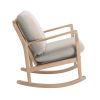 Solid Wood Rocking Chair; Linen Fabric Upholstered Comfy Accent Chair for Porch; Garden Patio; Balcony; Living Room and Bedroom; Beige