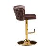 Swivel Barstools Adjusatble Seat Height, Modern PU Upholstered Bar Stools with the whole Back Tufted, for Home Pub and Kitchen Island BROWN, Set of 2