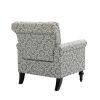 Mid-Century Modern Accent Chair; Linen Armchair w/Tufted Back/Wood Legs; Upholstered Lounge Arm Chair Single Sofa for Living Room Bedroom; Grey