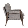 Mid-Century Modern Velvet Accent Chair; Leisure Chair with Solid Wood and Thick Seat Cushion for Living Room; Bedroom; Studio; Grey