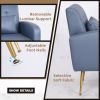 Vanbow.Technology cloth Simple and Fashionable Metal Foot single back Chair; Suitable for Bedroom; Living room and Office(Blue+Technology cloth)