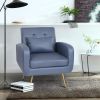 Vanbow.Technology cloth Simple and Fashionable Metal Foot single back Chair; Suitable for Bedroom; Living room and Office(Blue+Technology cloth)