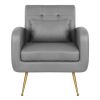 Vanbow.Technology cloth Simple and Fashionable Metal Foot single back Chair; Suitable for Bedroom; Living room and Office(Dark Gray+Technology cloth)