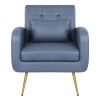 Vanbow.Technology cloth Simple and Fashionable Metal Foot single back Chair; Suitable for Bedroom; Living room and Office(Blue+Technology cloth)