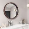 Circle Mirror with Wood Frame Round Modern Decoration Large Mirror Walnut Brown