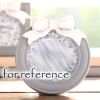 Grey Round Shape 3x4 Resin Wooden Wedding Photo Frame White Bowknot Picture Frame Display