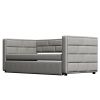 Twin Size Daybed with Trundle; Upholstered Daybed with Padded Back; Gray