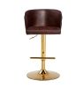 Swivel Barstools Adjusatble Seat Height, Modern PU Upholstered Bar Stools with the whole Back Tufted, for Home Pub and Kitchen Island BROWN, Set of 2