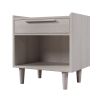 Modern Style Manufactured Wood One-Drawer Nightstand Side Table with Solid Wood Legs; Stone Gray