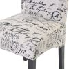 Dining Script Fabric Accent Chair with Solid Wood Legs; Set of 2