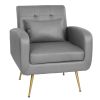 Vanbow.Technology cloth Simple and Fashionable Metal Foot single back Chair; Suitable for Bedroom; Living room and Office(Dark Gray+Technology cloth)