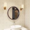 Circle Mirror with Wood Frame Round Modern Decoration Large Mirror Walnut Brown