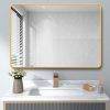 32 x 24 Inch Gold Bathroom Mirror for Wall Vanity Mirror with Non-Rusting Aluminum Alloy Metal Frame Rounded Corner for Modern Farmhouse Home Decor