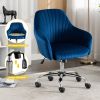 New -Modern home office leisure chair with adjustable velvet height and adjustable casters (NAVYBLUE)