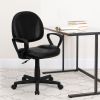 Mid-Back Black Leather Ergonomic Task Chair with Arms [BT-688-BK-A-GG]