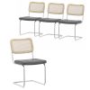 Set of 4; Leather Dining Chair with High-Density Sponge; Rattan Chair for Dining room; Living room; Bedroom; Gray