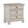 Transitional Wire-Brushed White Finish 1pc Nightstand with Hidden Drawer Bun Feet Classic Bedroom Furniture