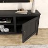 TV Stand Storage Media Console Entertainment Center; Tradition Black; with doors