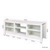 TV stand furniture with 6 storage compartments and 1 shelf cabinet; White