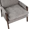 Mid-Century Modern Velvet Accent Chair; Leisure Chair with Solid Wood and Thick Seat Cushion for Living Room; Bedroom; Studio; Grey