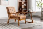 Leisure Chair with Solid Wood Armrest and Feet; Mid-Century Modern Accent chair; for Living Room Bedroom Studio chair